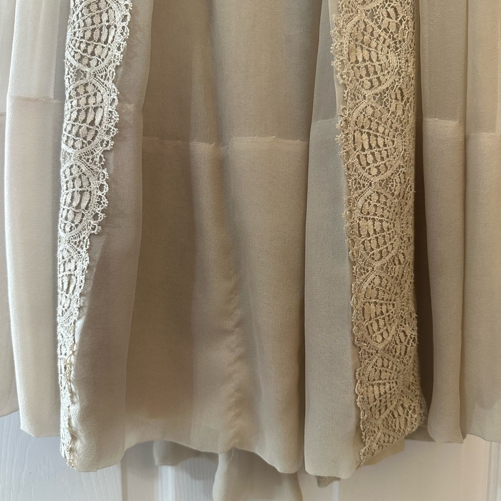VTG Tulle and Lace Beige Midi Dress With Slip Size 4 - Picture 13 of 13